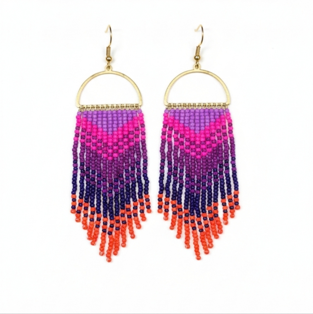 🆕️ Vibrant Multicolor Beaded Fringe Earrings